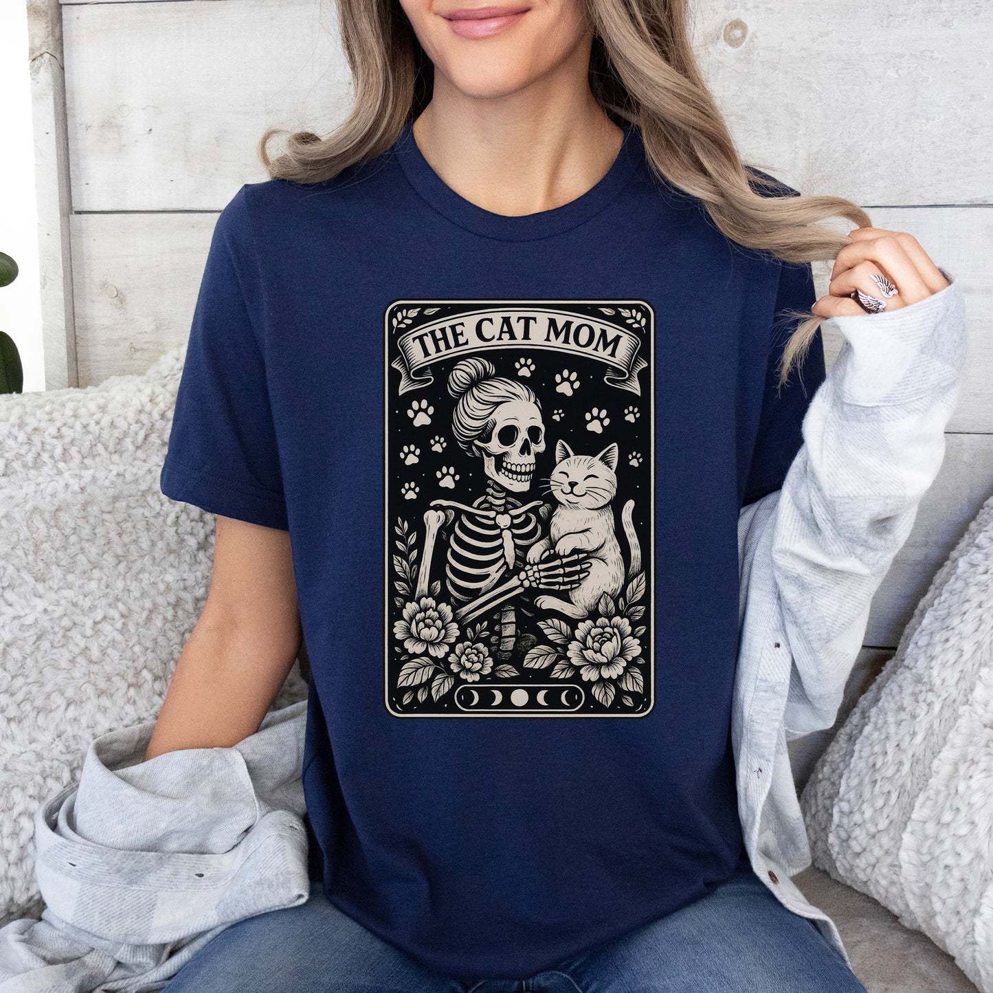 The Cat Mom Skeleton Tarot T-Shirt