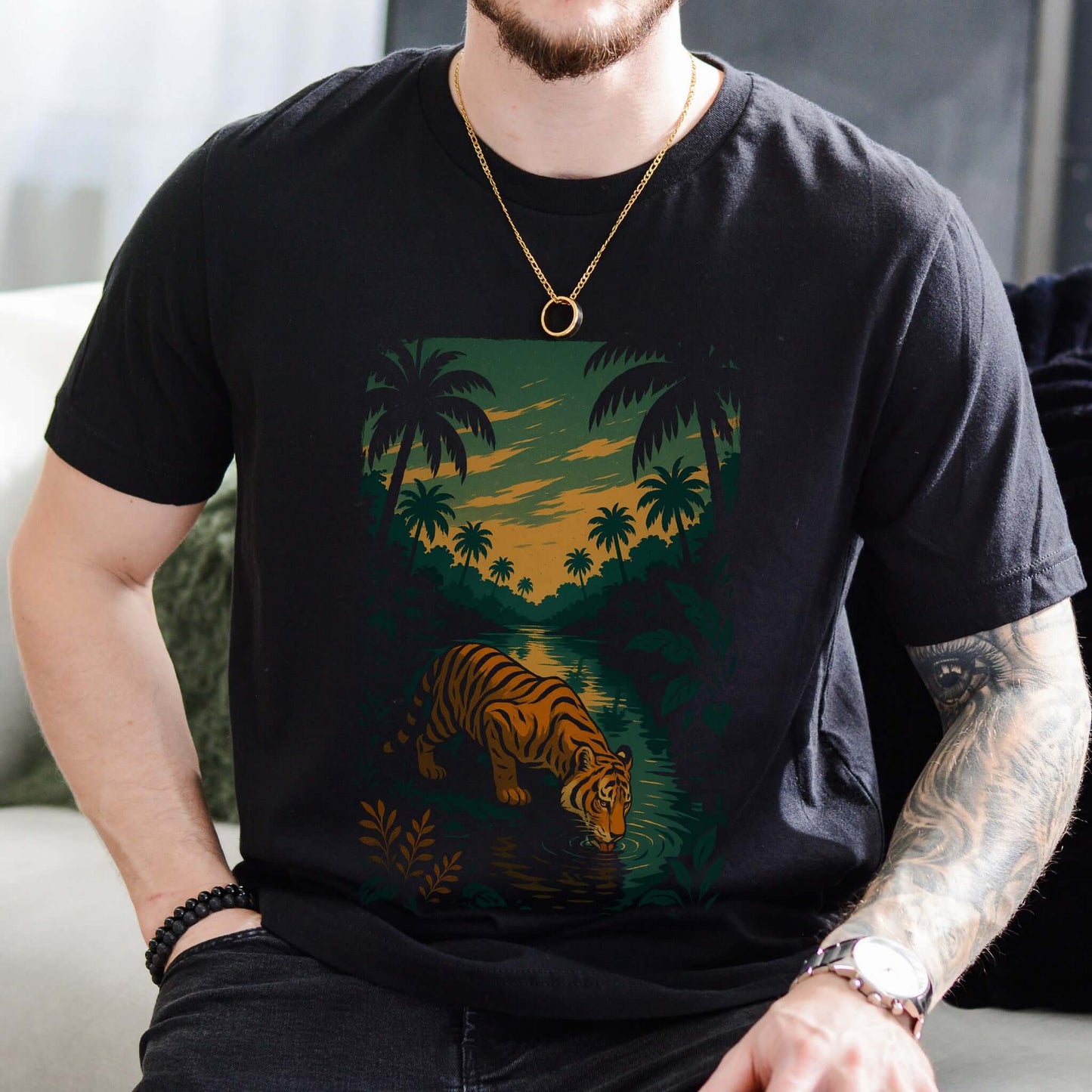 Tiger by Jungle River T-Shirt – Spirit Animal of Strength and Stillness