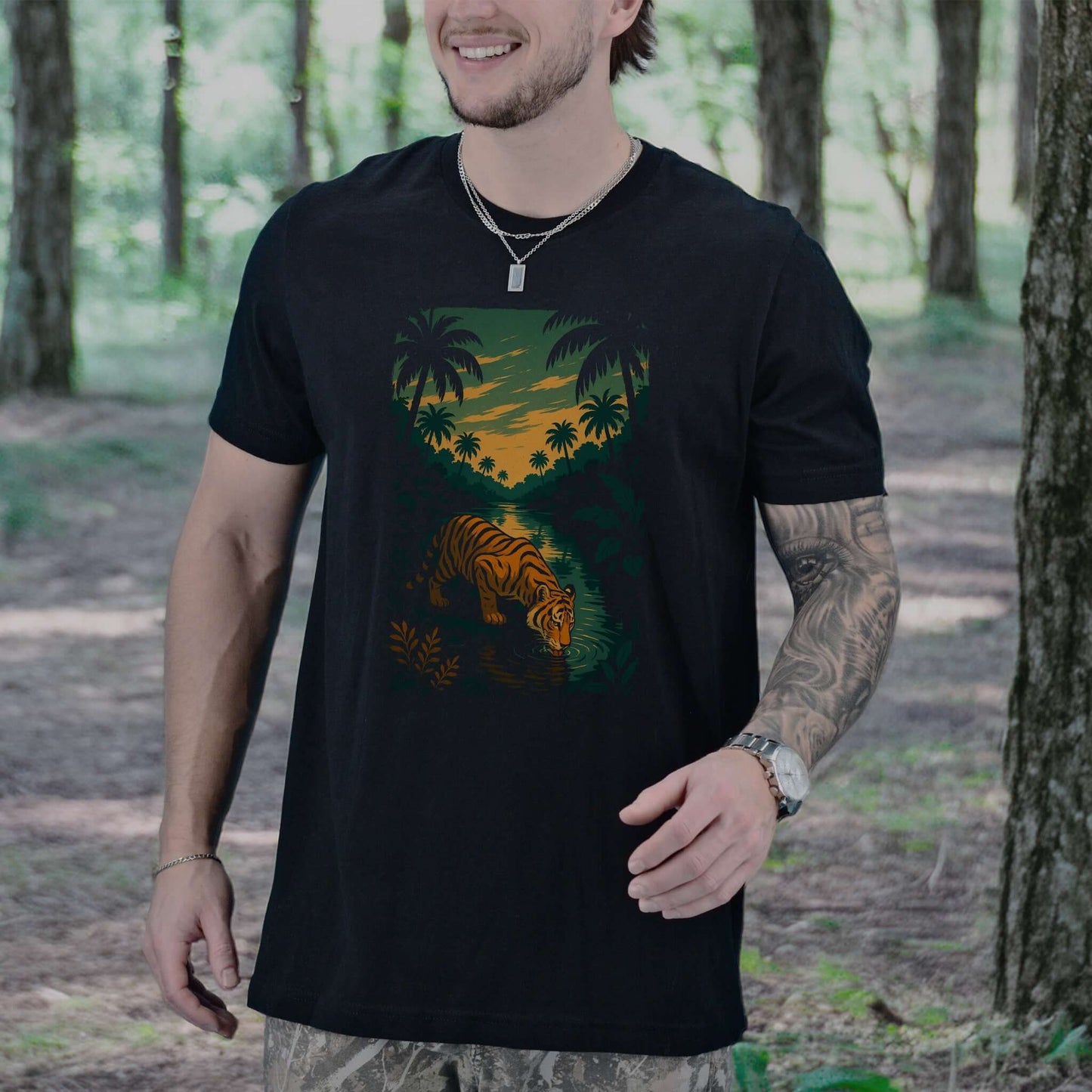 Tiger by Jungle River T-Shirt – Spirit Animal of Strength and Stillness