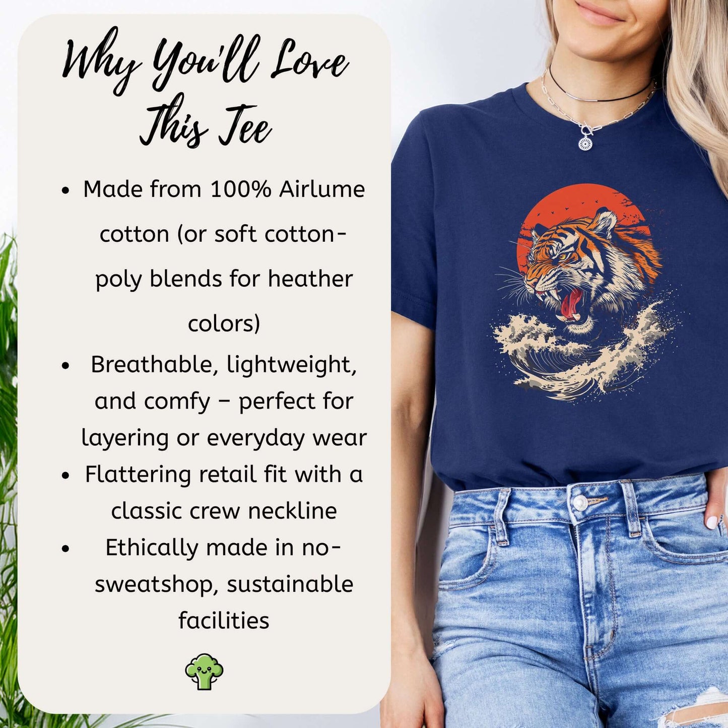 Roaring Tiger Waves T-Shirt – Colorful Japanese Style Animal Shirt