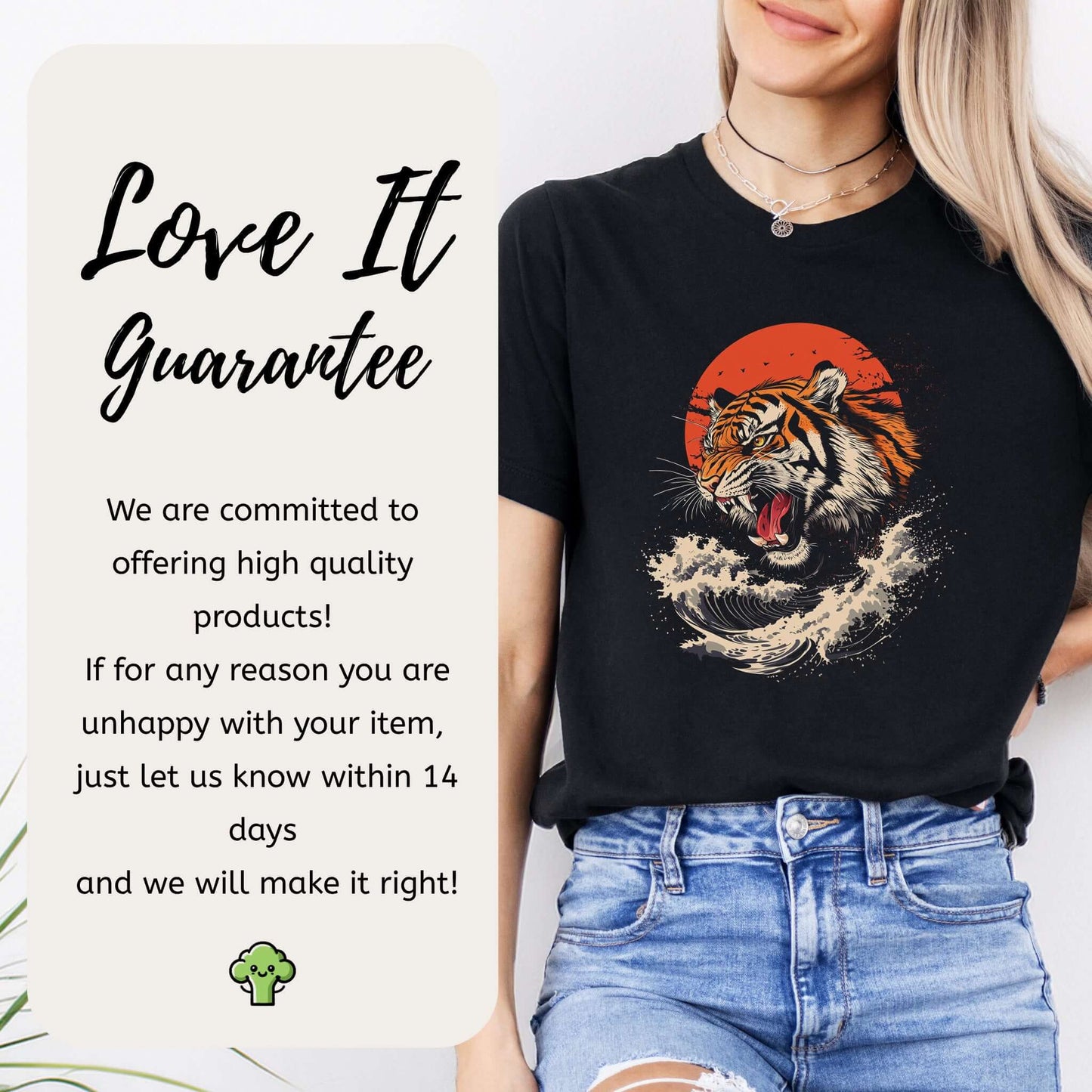 Roaring Tiger Waves T-Shirt – Colorful Japanese Style Animal Shirt