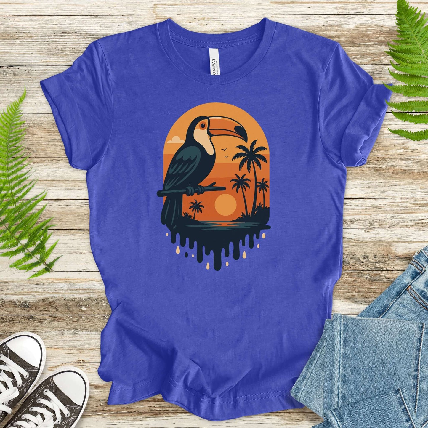 Toucan Tropical Sunset T-Shirt – Retro Jungle Bird Lover Tee