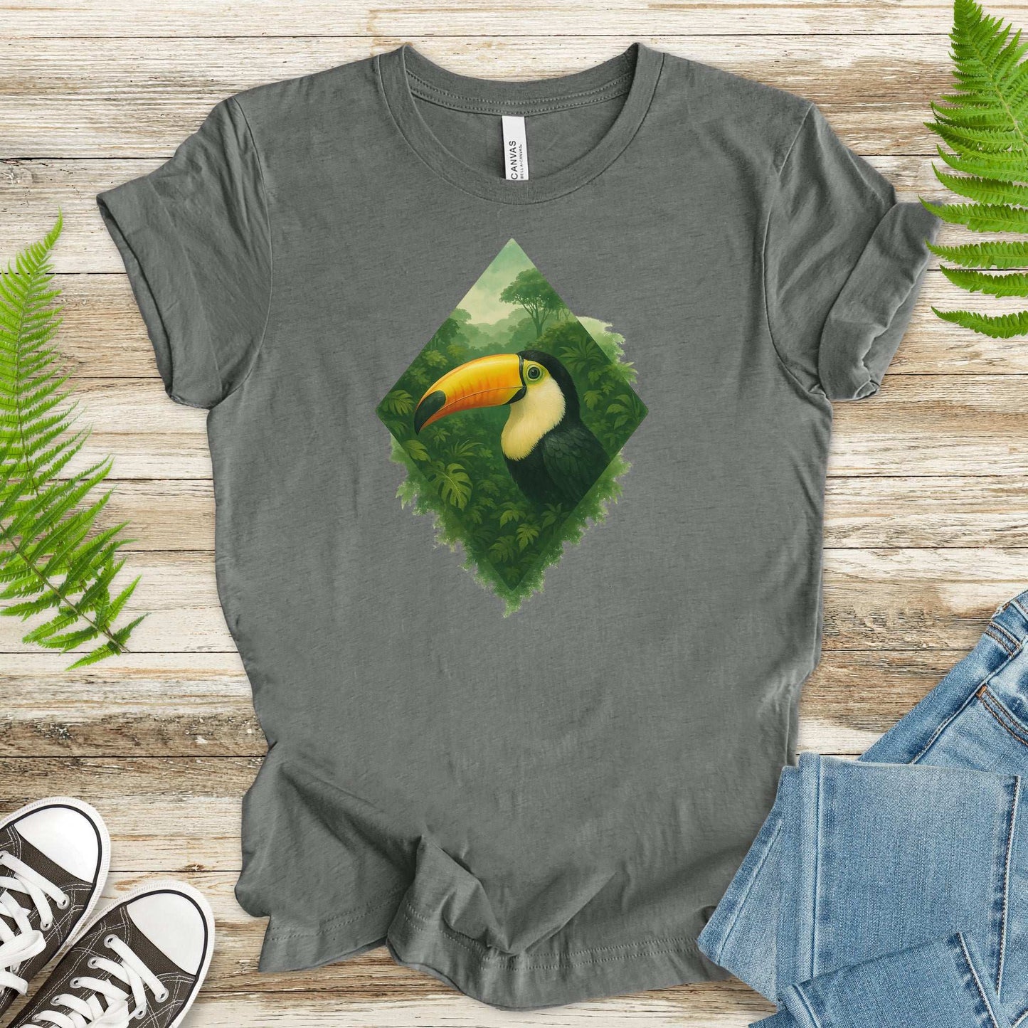 Toucan Jungle Diamond T-Shirt – Tropical Bird Lover Paradise Tee