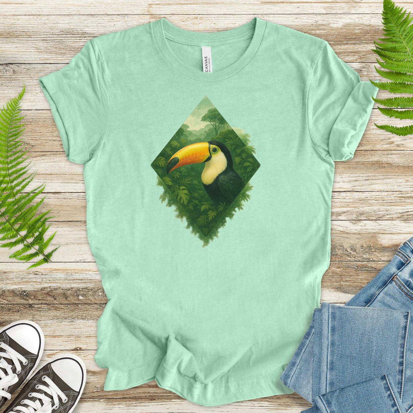 Toucan Jungle Diamond T-Shirt – Tropical Bird Lover Paradise Tee