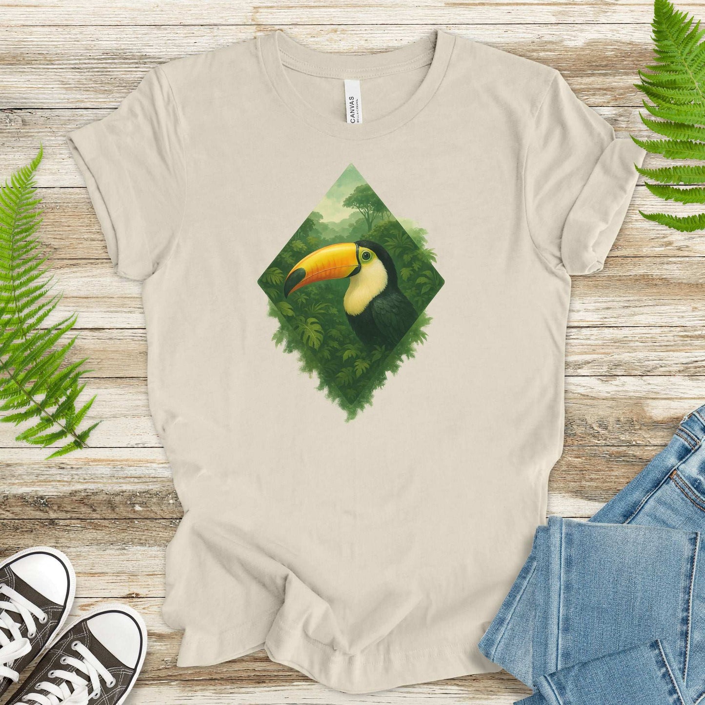 Toucan Jungle Diamond T-Shirt – Tropical Bird Lover Paradise Tee