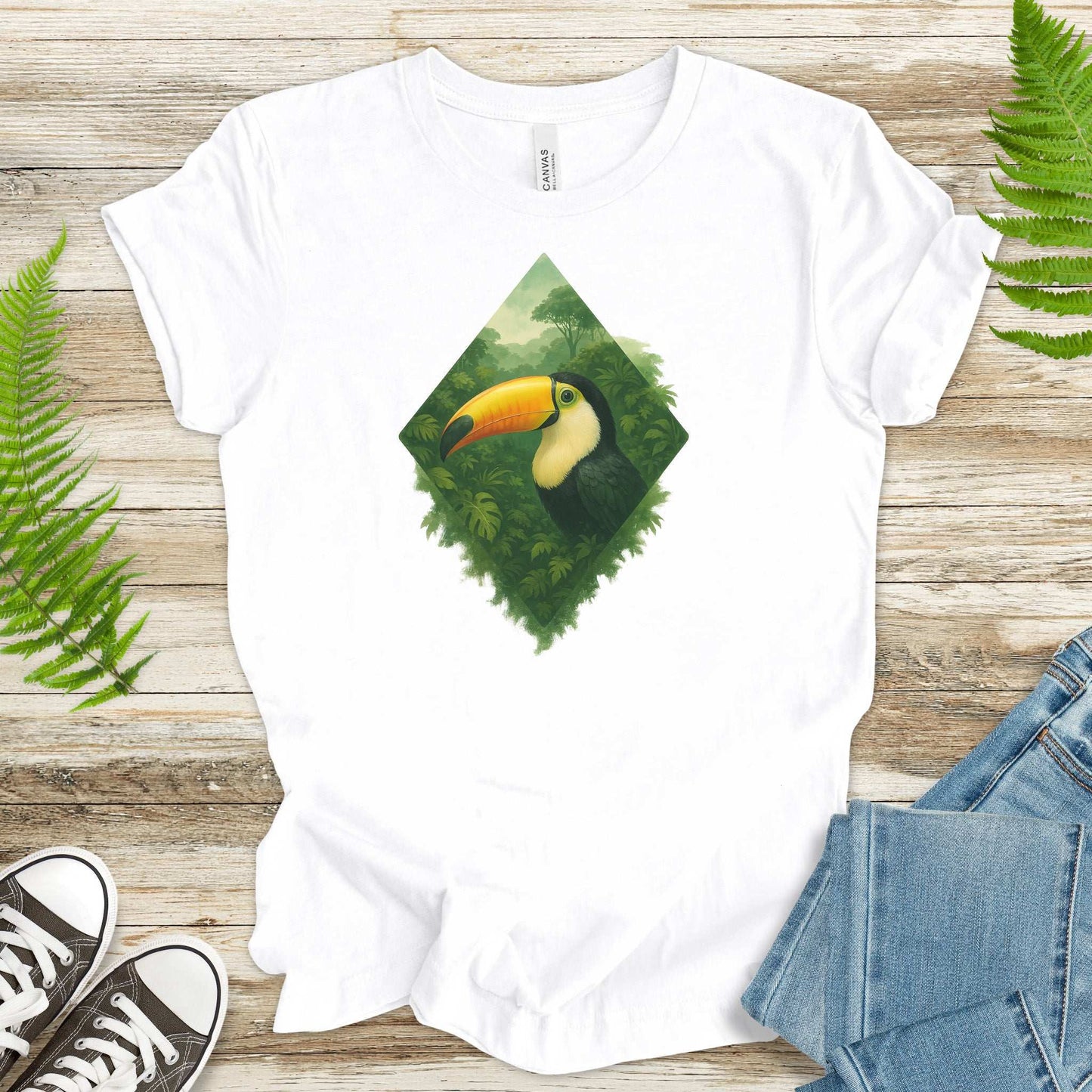 Toucan Jungle Diamond T-Shirt – Tropical Bird Lover Paradise Tee