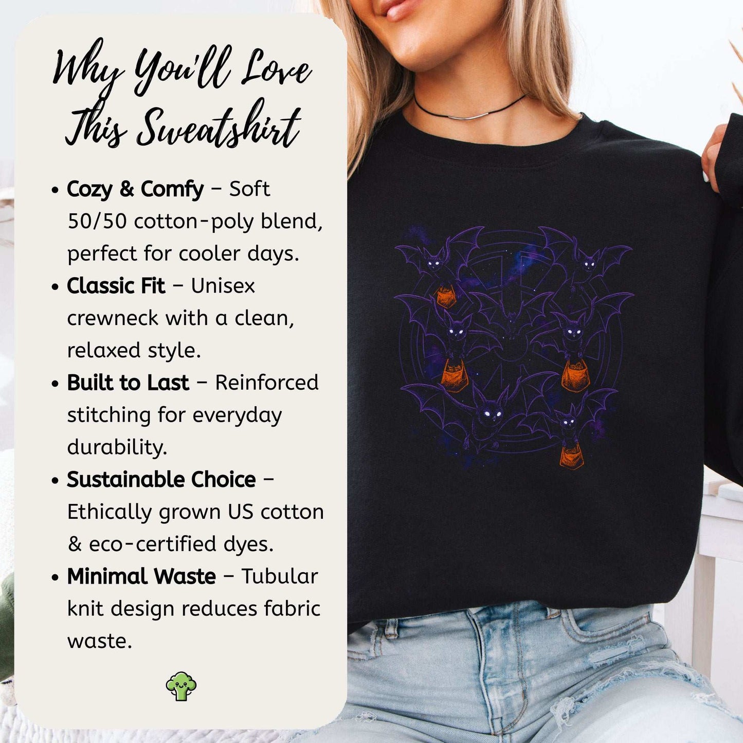 Trick-or-Bats Sweatshirt – Gothic Halloween Candy Flight Vibes
