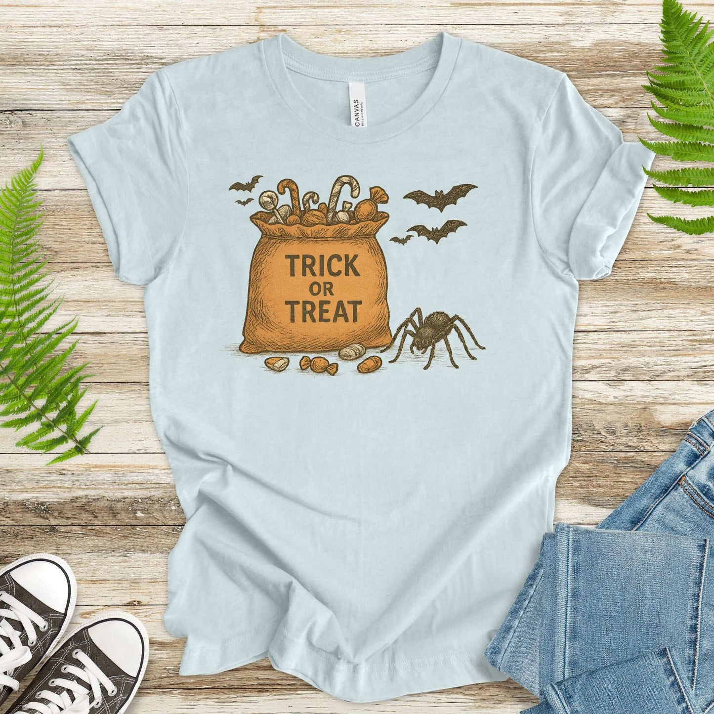 Trick or Treat Bag T-Shirt – Vintage Spooky Halloween Candy Tee