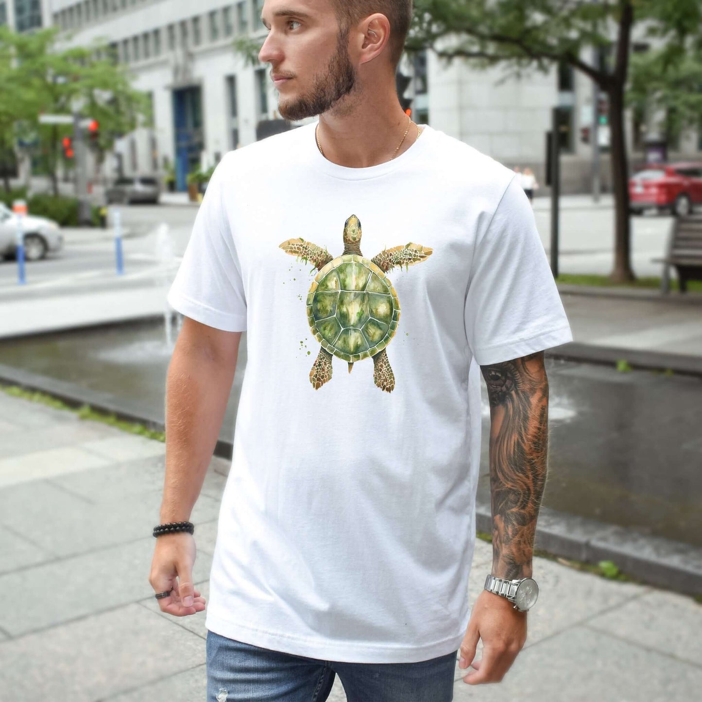 Watercolor Turtle T-Shirt – Artistic Ocean Spirit Animal Tee