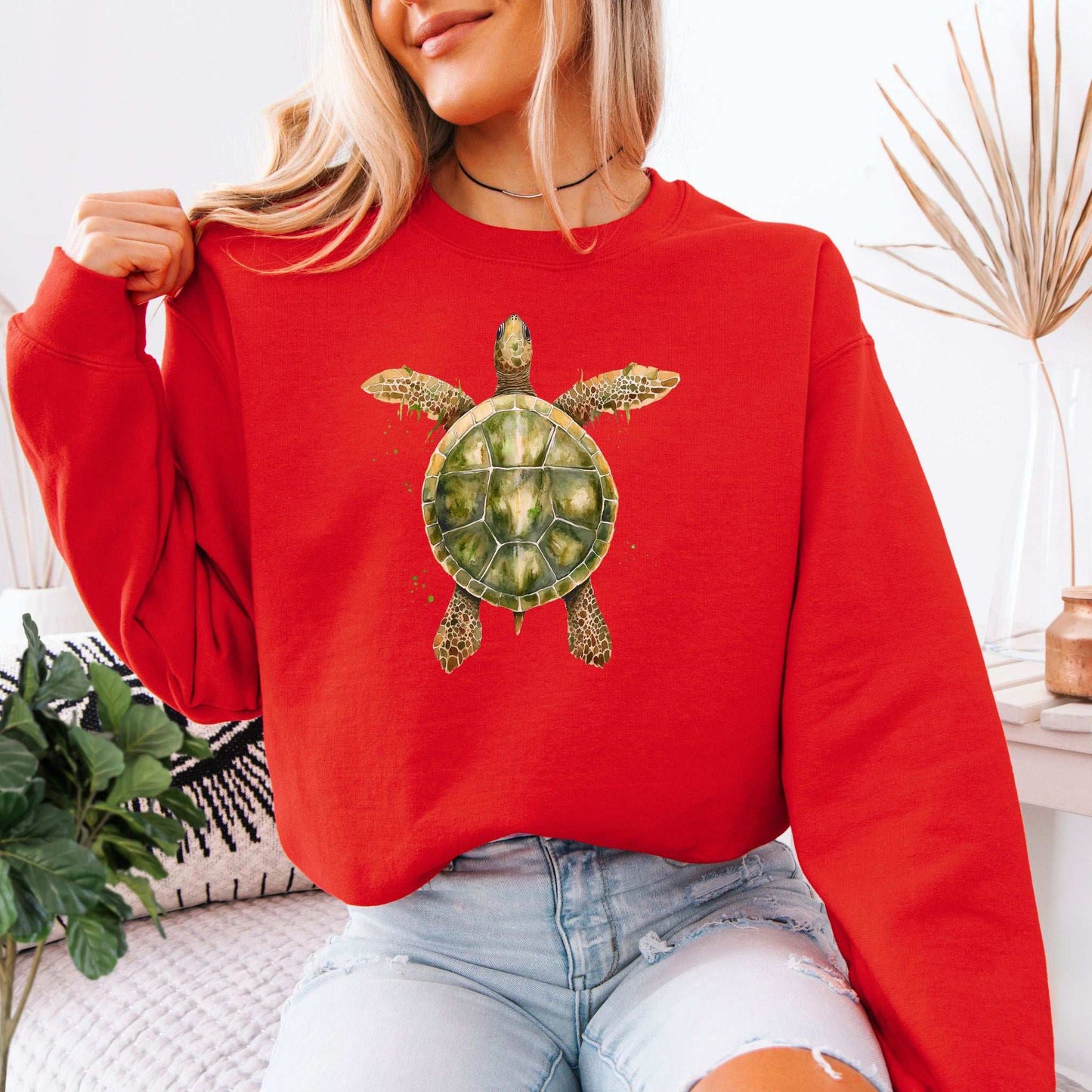 Watercolor Turtle Sweatshirt – Artistic Ocean Spirit for Sea Turtle Lovers