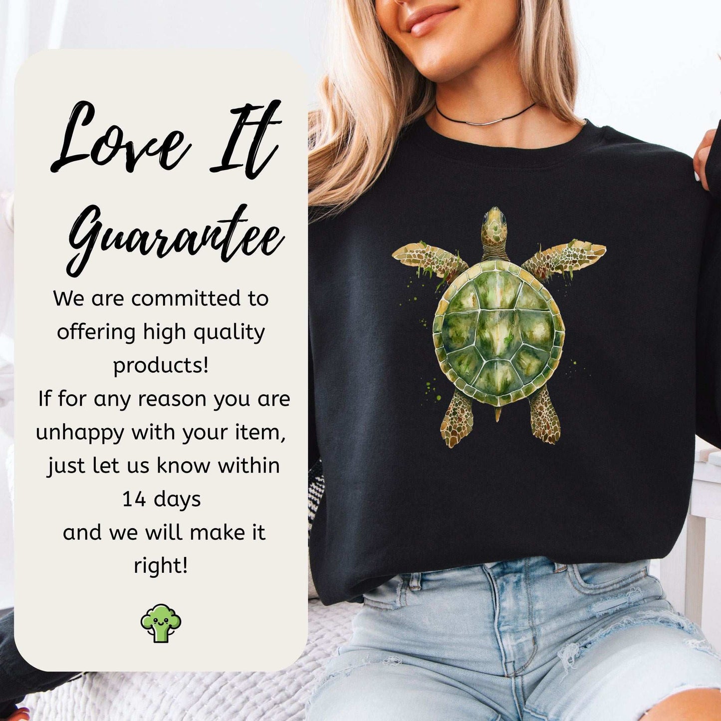 Watercolor Turtle Sweatshirt – Artistic Ocean Spirit for Sea Turtle Lovers
