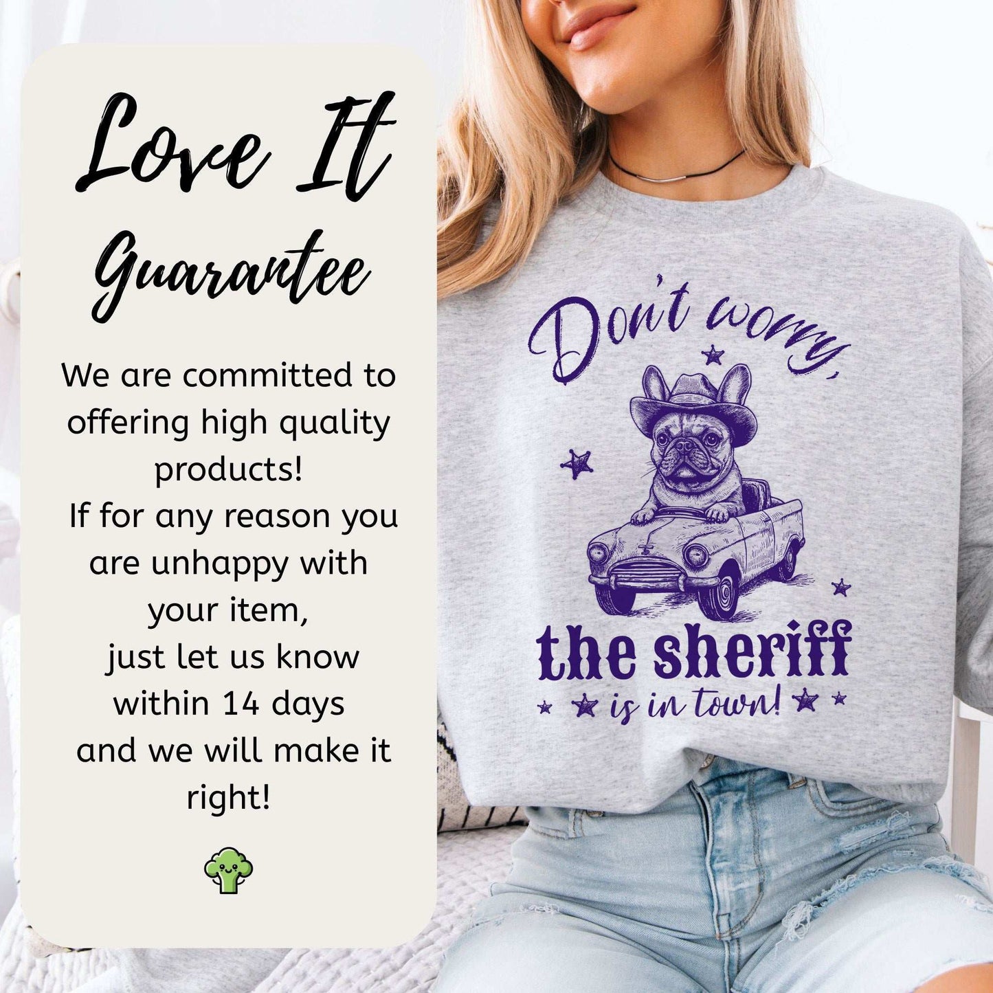 Bulldog Sheriff Sweatshirt – Funny Retro Dog Driving Tiny Car