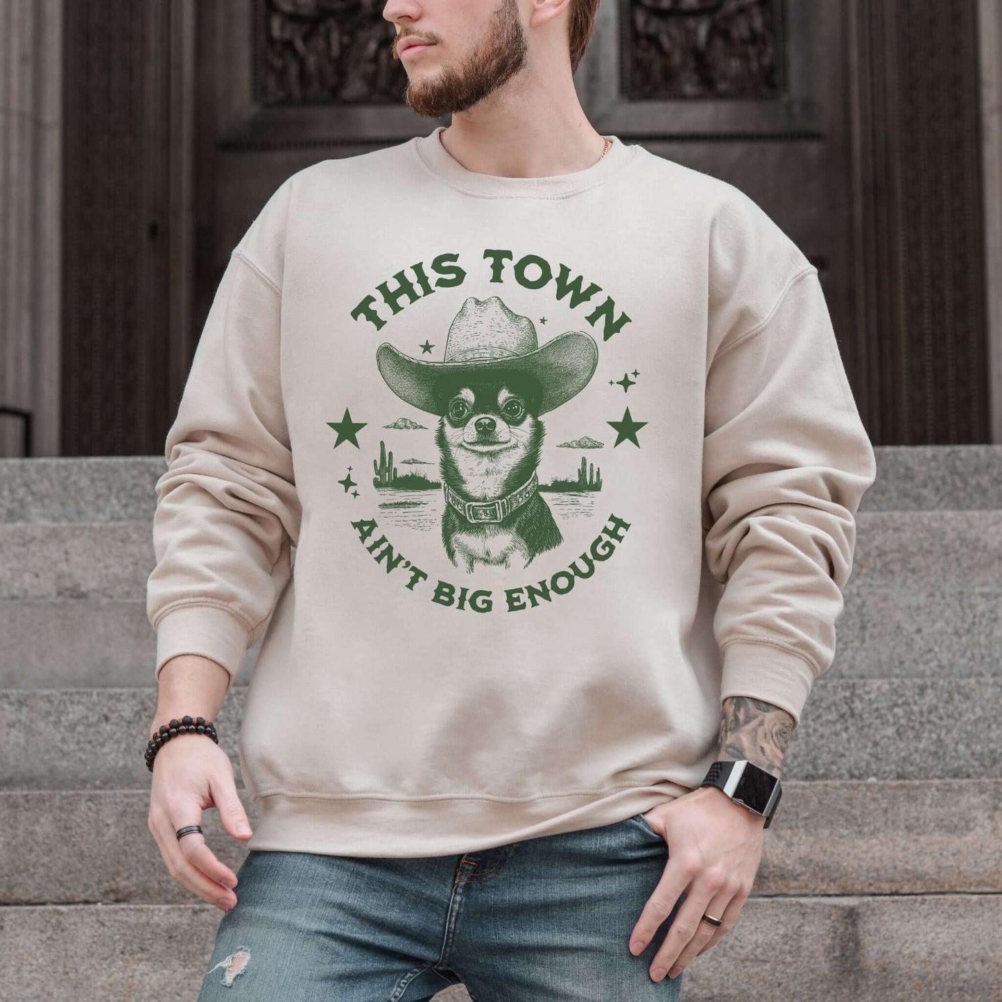 Chihuahua Sheriff Showdown Sweatshirt – Funny Dog Mom & Wild West Swetshirt