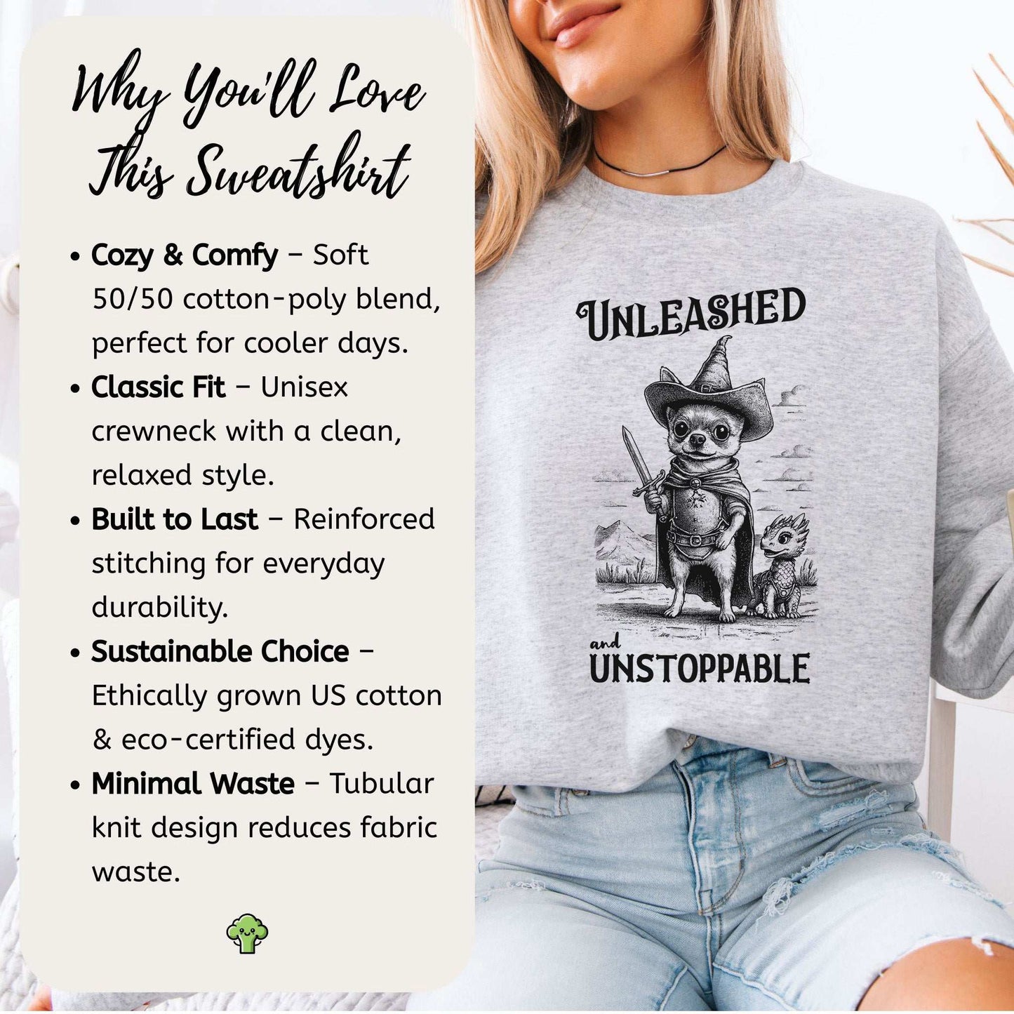 Chihuahua & Dragon Sweatshirt – Whimsical Fantasy Dog Lover Gift
