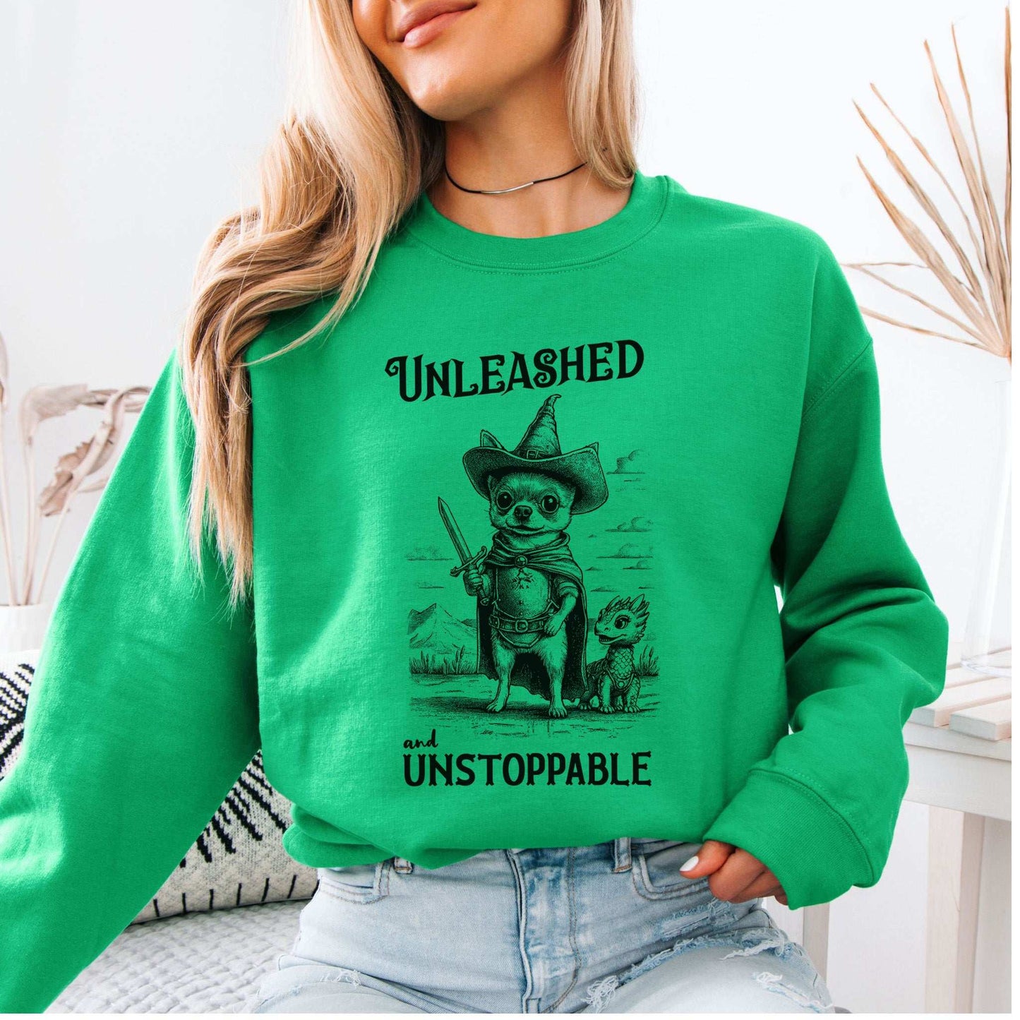 Chihuahua & Dragon Sweatshirt – Whimsical Fantasy Dog Lover Gift