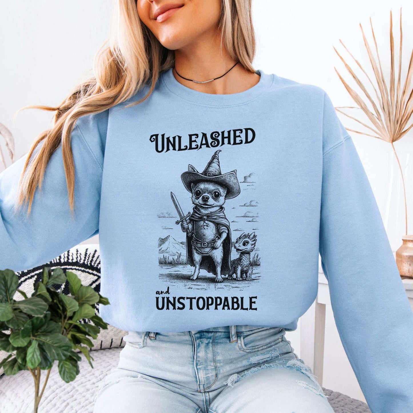 Chihuahua & Dragon Sweatshirt – Whimsical Fantasy Dog Lover Gift