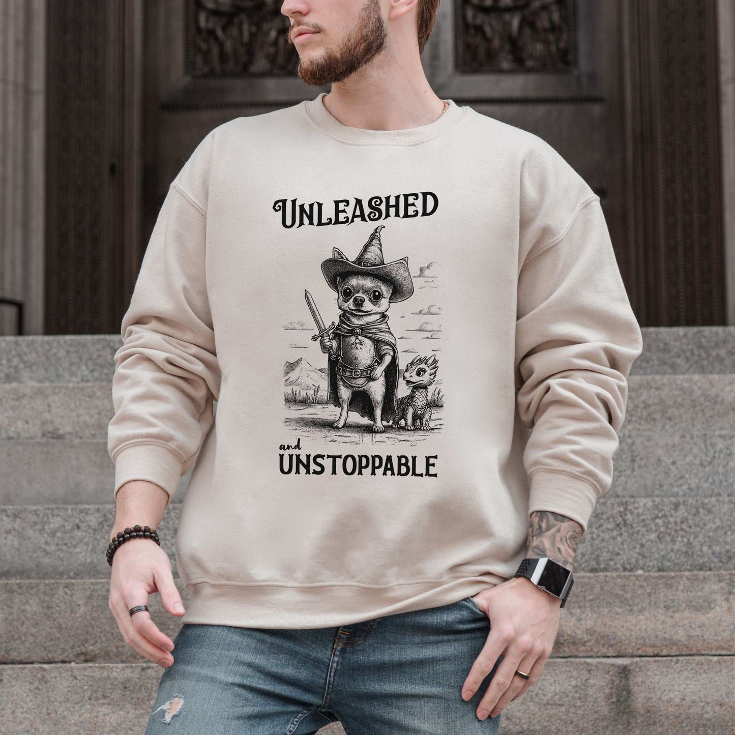 Chihuahua & Dragon Sweatshirt – Whimsical Fantasy Dog Lover Gift