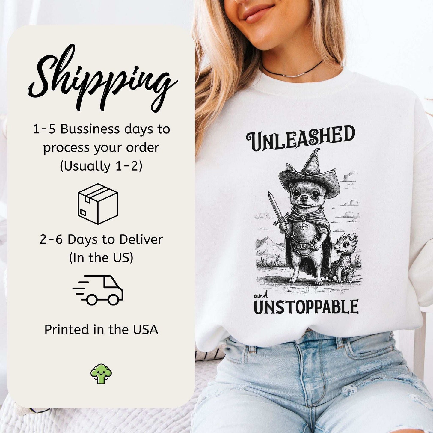 Chihuahua & Dragon Sweatshirt – Whimsical Fantasy Dog Lover Gift