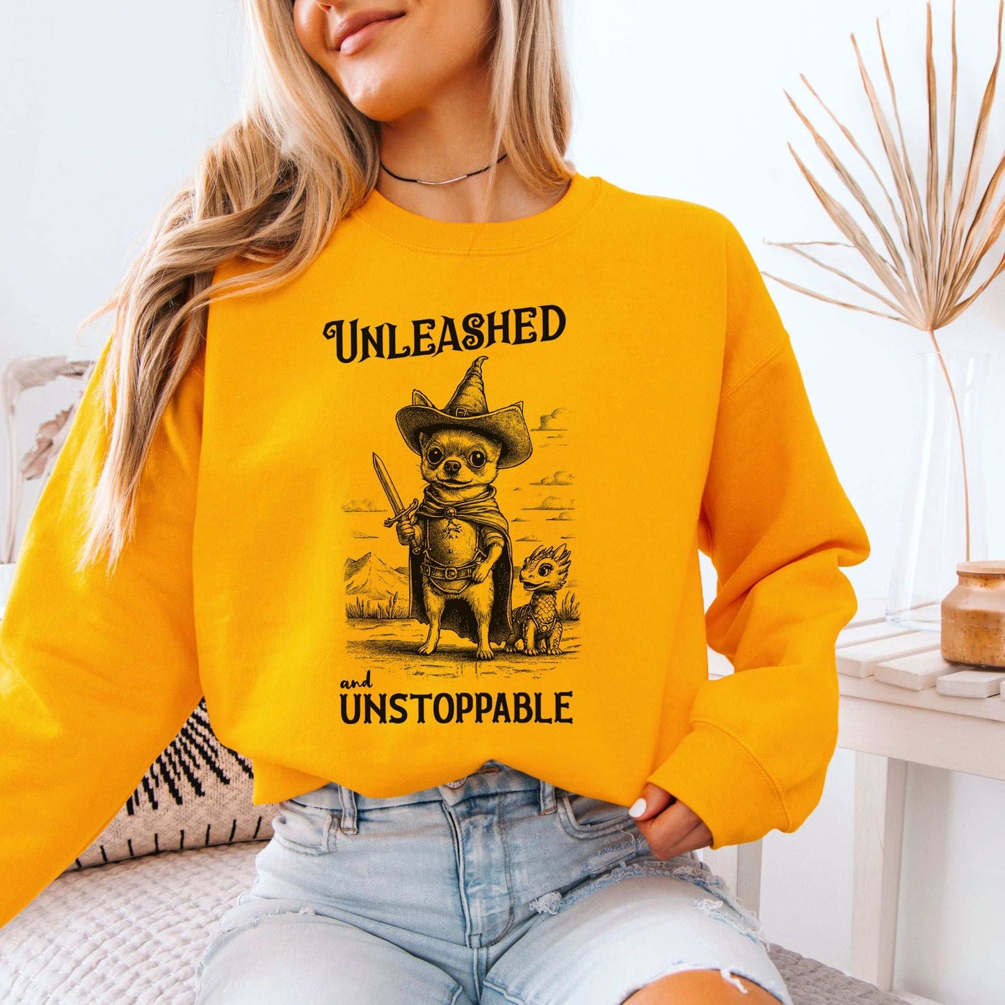 Chihuahua & Dragon Sweatshirt – Whimsical Fantasy Dog Lover Gift