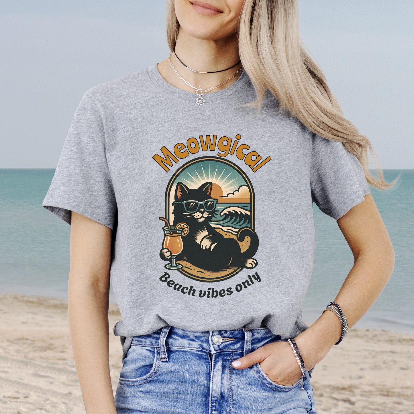 Cat Meowgical Beach Vibes Only T-Shirt