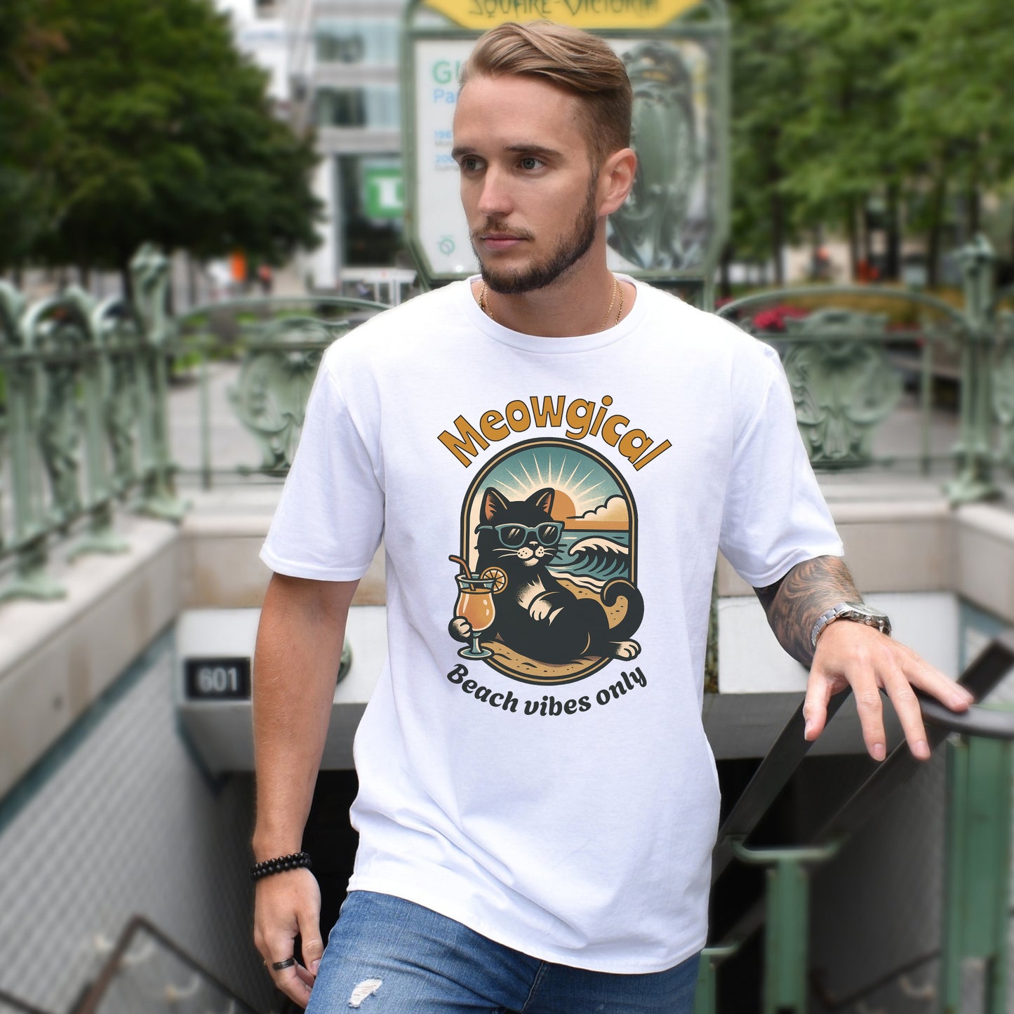 Cat Meowgical Beach Vibes Only T-Shirt