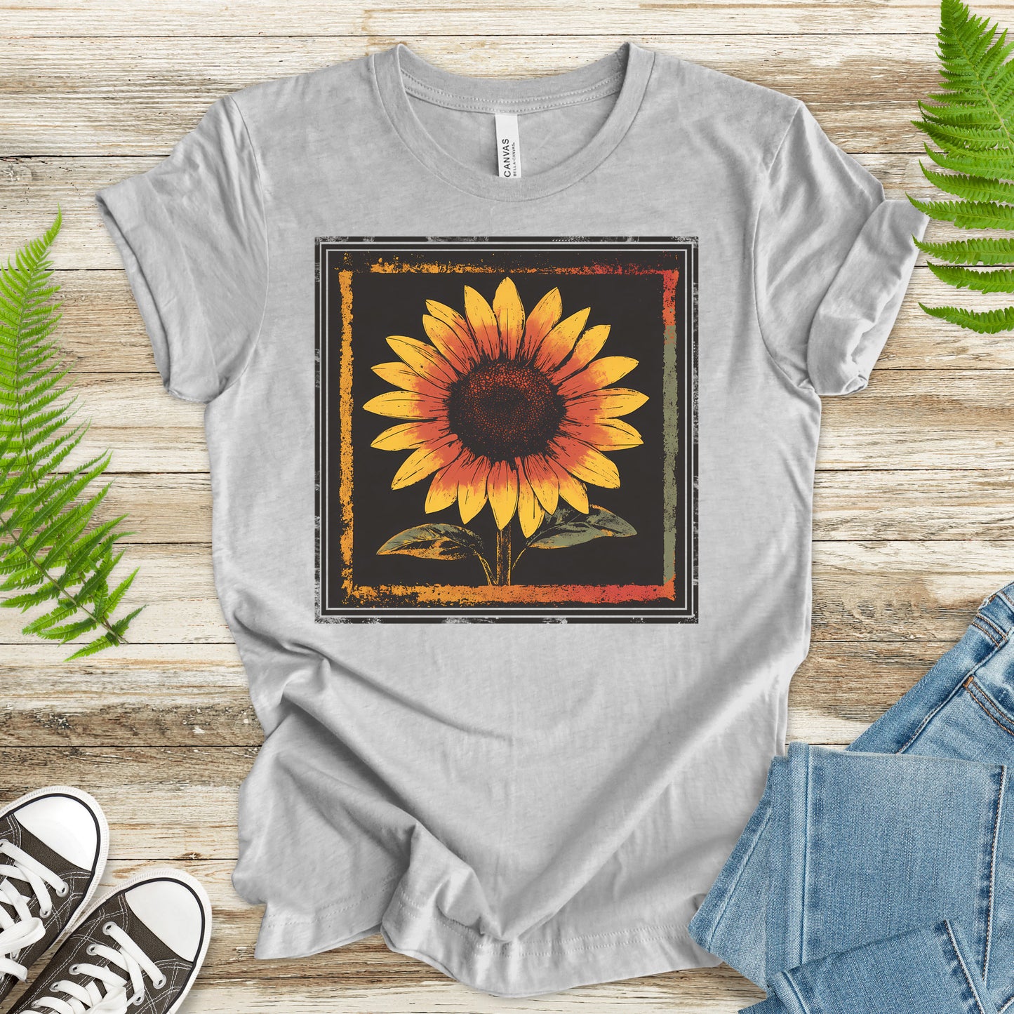 Sunflower Retro T-Shirt – Vintage Bloom for Nature Lovers