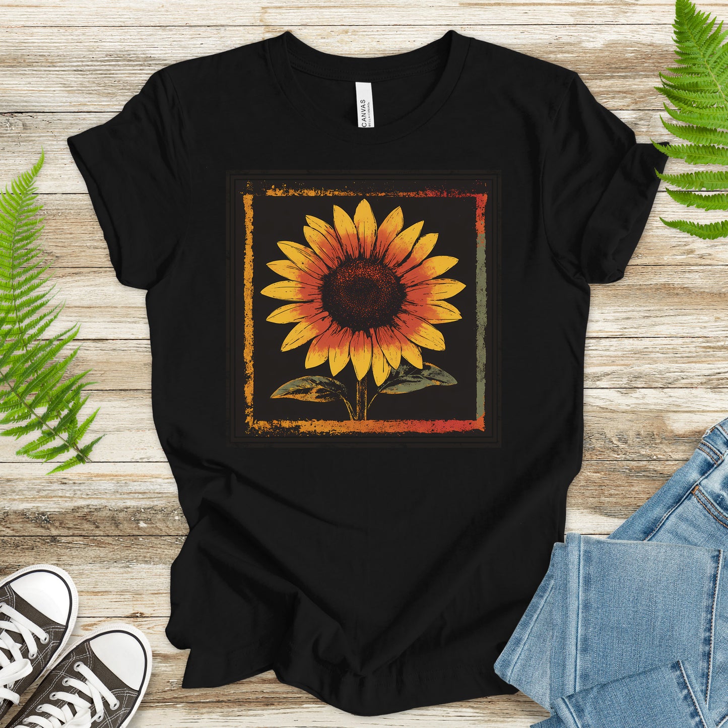 Sunflower Retro T-Shirt – Vintage Bloom for Nature Lovers