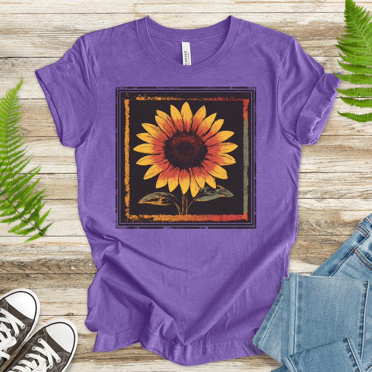 Sunflower Retro T-Shirt – Vintage Bloom for Nature Lovers