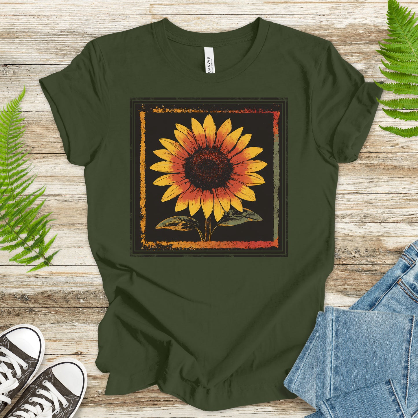 Sunflower Retro T-Shirt – Vintage Bloom for Nature Lovers