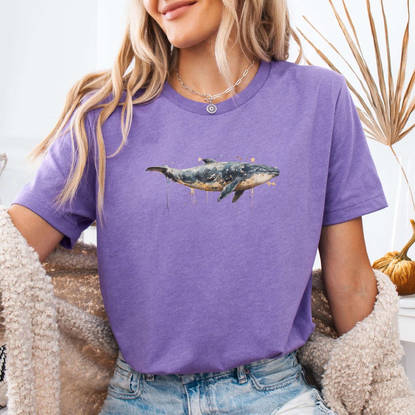 Watercolor Whale T-Shirt – Artistic Ocean Animal Tee