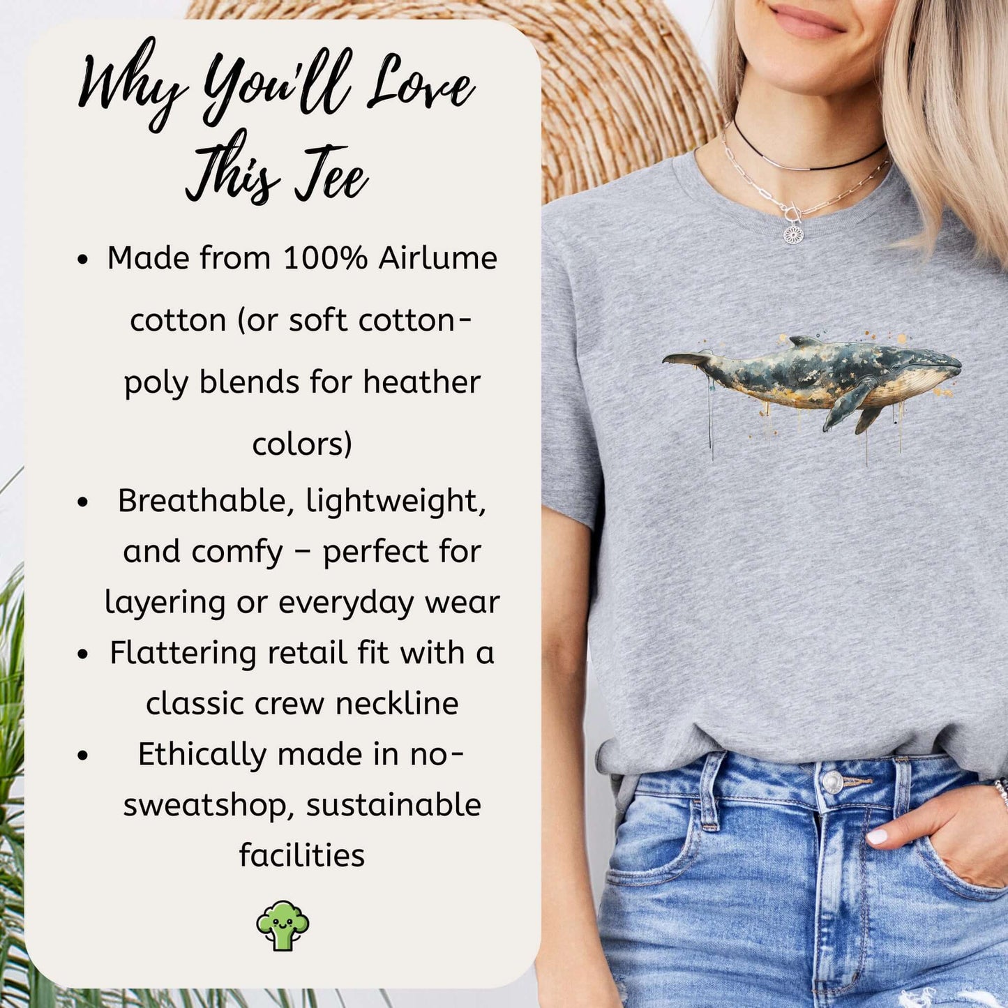 Watercolor Whale T-Shirt – Artistic Ocean Animal Tee