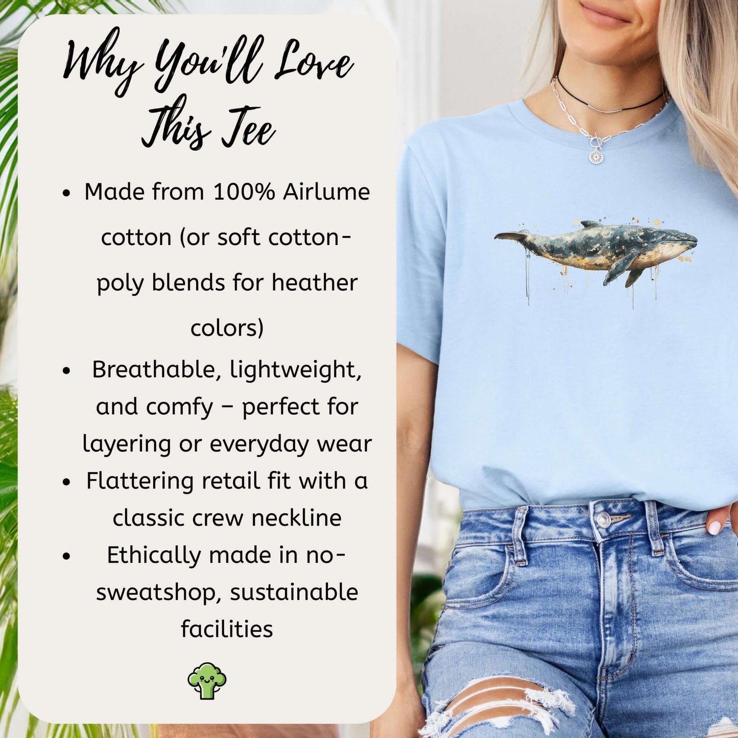 Watercolor Whale T-Shirt – Artistic Ocean Animal Tee