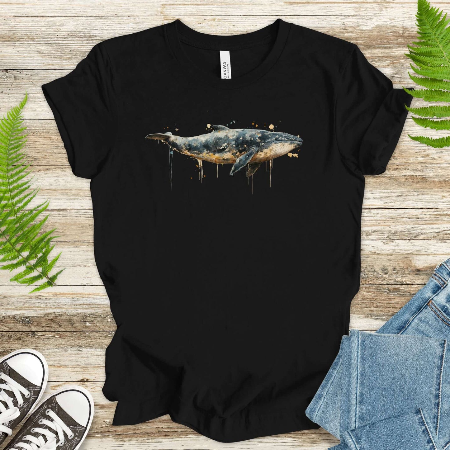 Watercolor Whale T-Shirt – Artistic Ocean Animal Tee