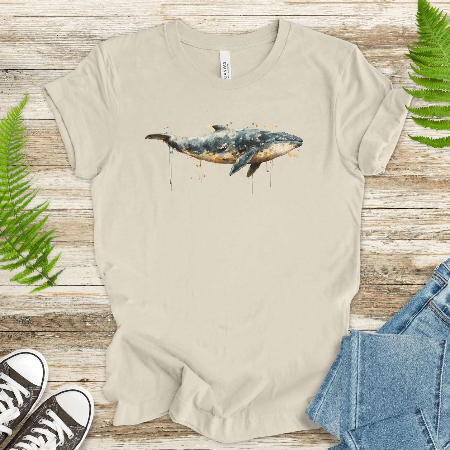 Watercolor Whale T-Shirt – Artistic Ocean Animal Tee