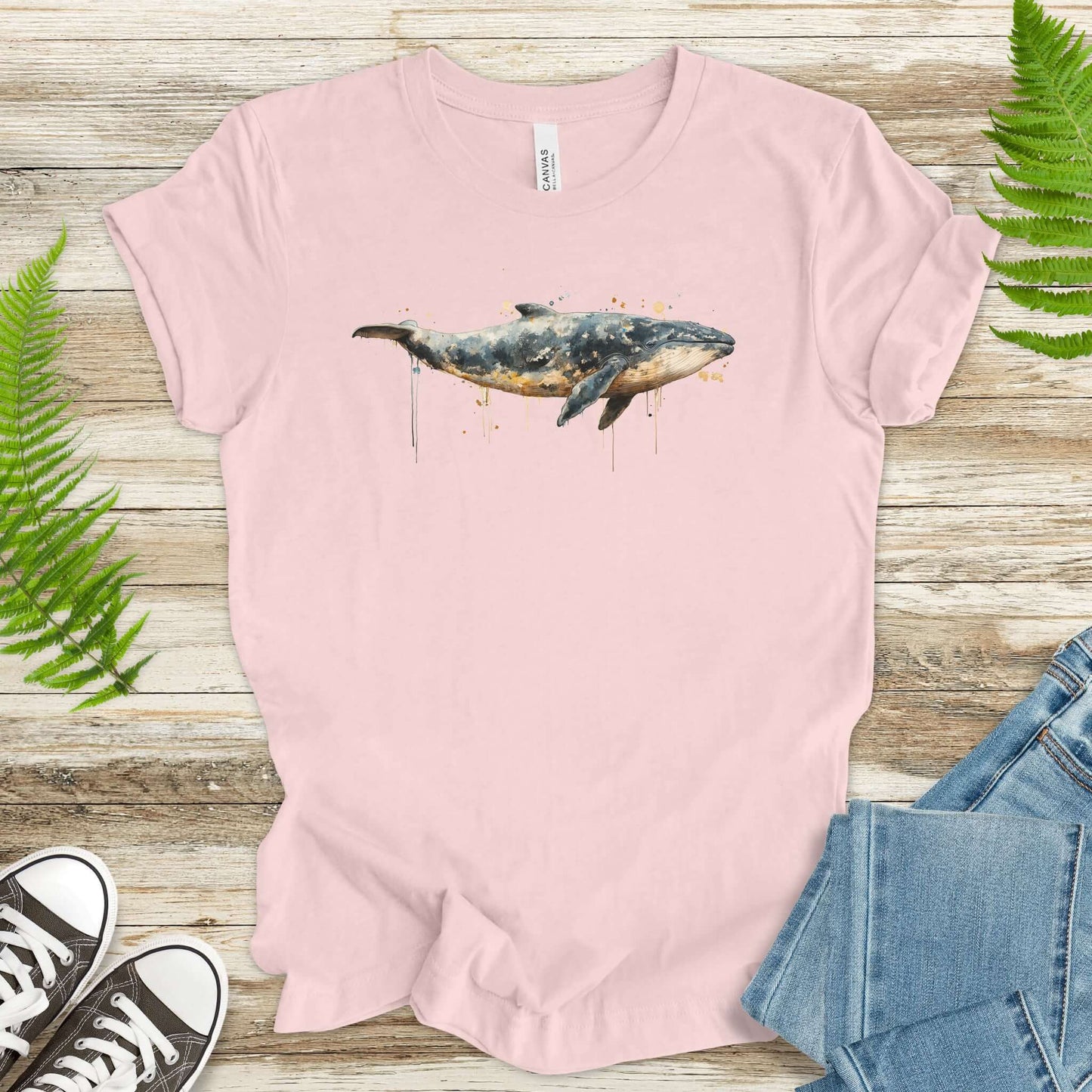 Watercolor Whale T-Shirt – Artistic Ocean Animal Tee