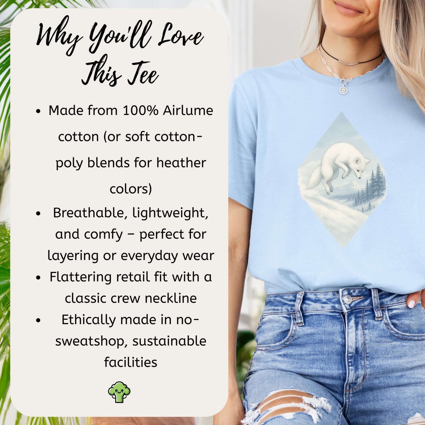 Jumping White Fox in the Snow Spirit T-Shirt