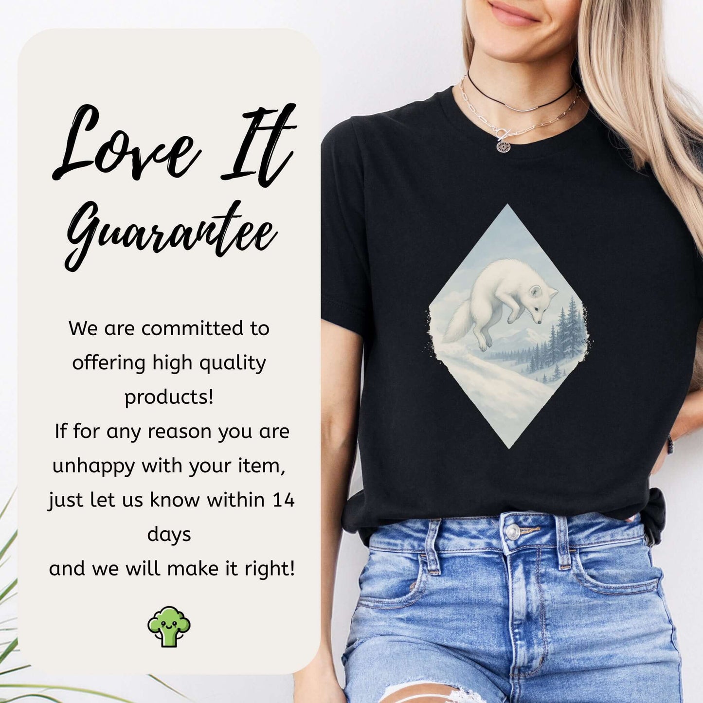Jumping White Fox in the Snow Spirit T-Shirt