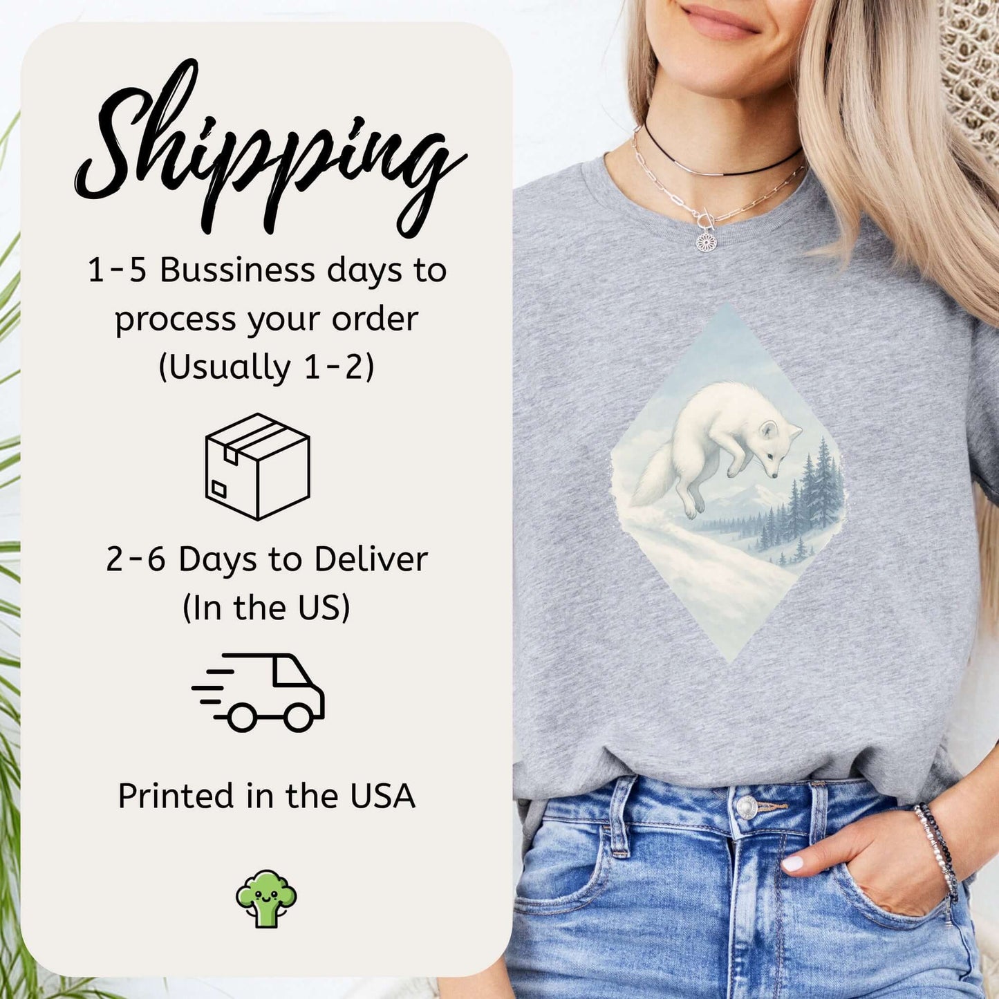 Jumping White Fox in the Snow Spirit T-Shirt