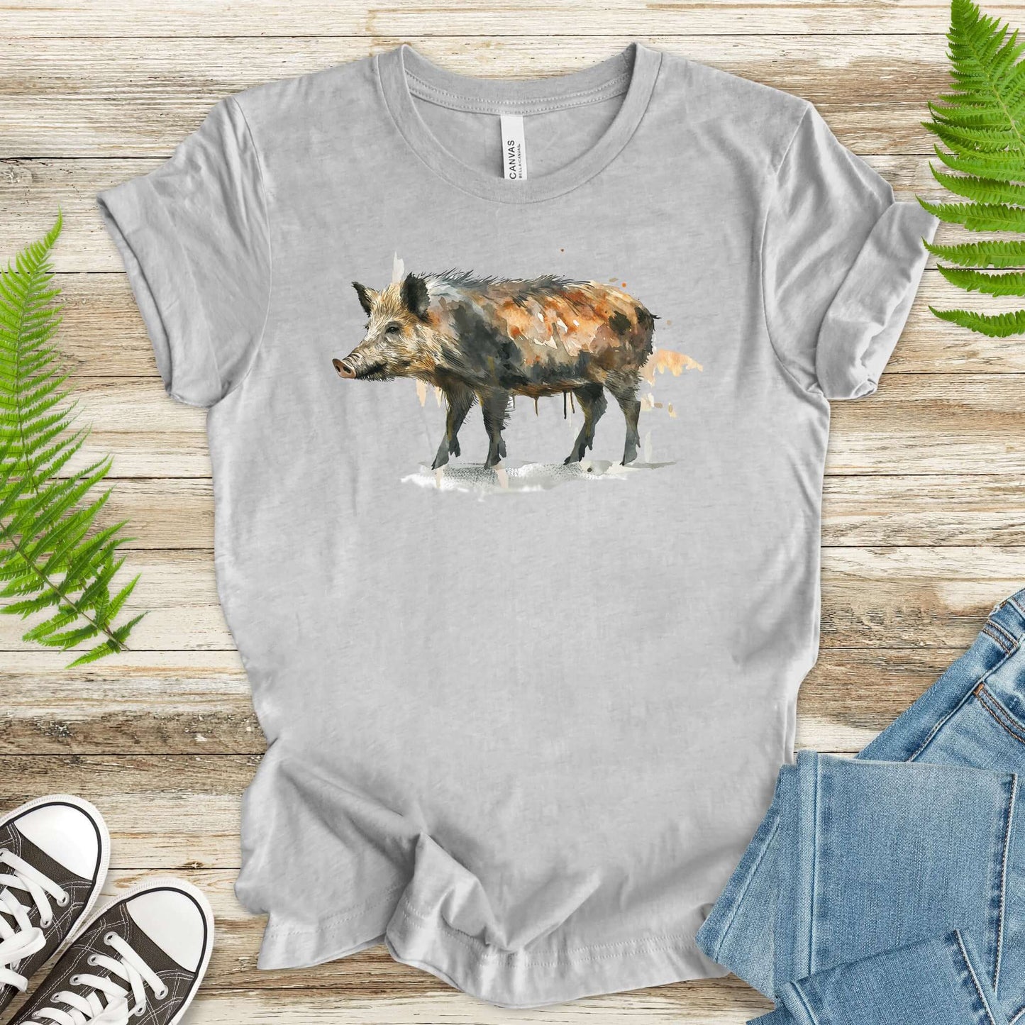 Watercolor Wild Boar T-Shirt – Rustic Nature Lover Gift Tee