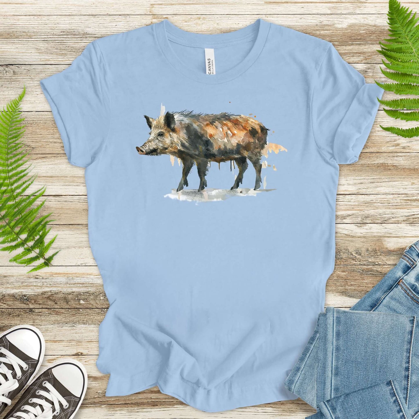 Watercolor Wild Boar T-Shirt – Rustic Nature Lover Gift Tee