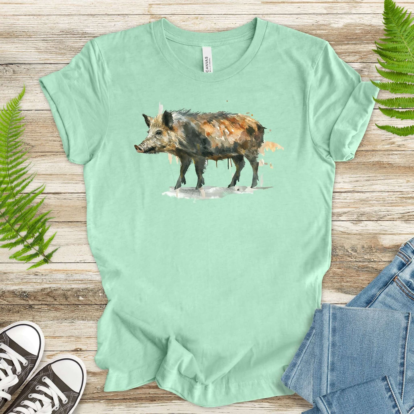 Watercolor Wild Boar T-Shirt – Rustic Nature Lover Gift Tee