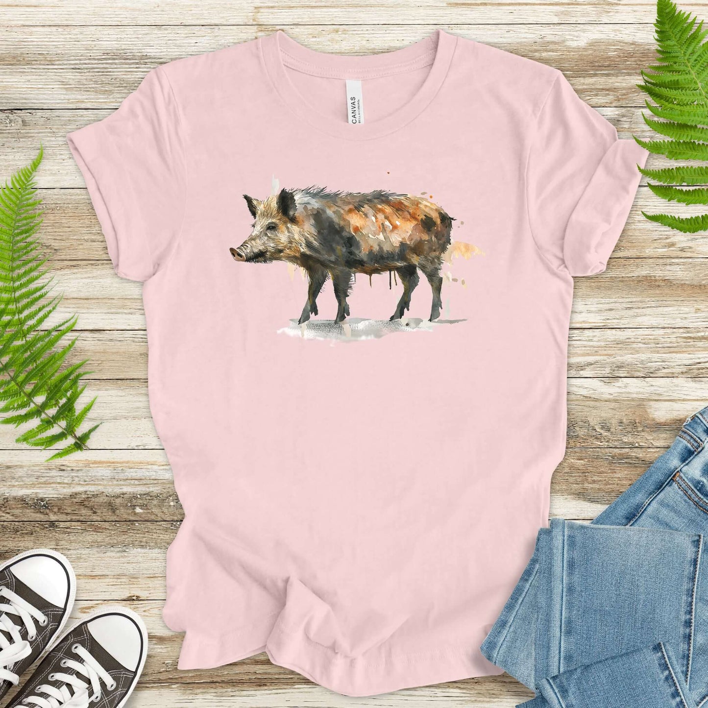 Watercolor Wild Boar T-Shirt – Rustic Nature Lover Gift Tee