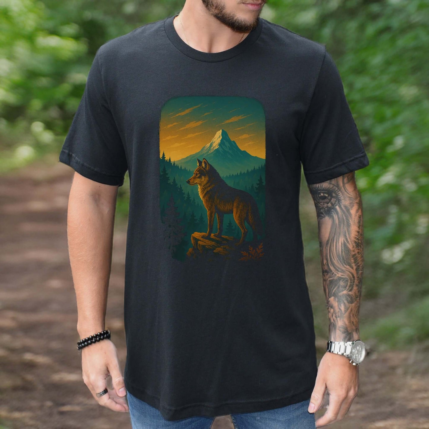 Wolf on Cliff T-Shirt – Majestic Forest & Mountain Wildlife Tee