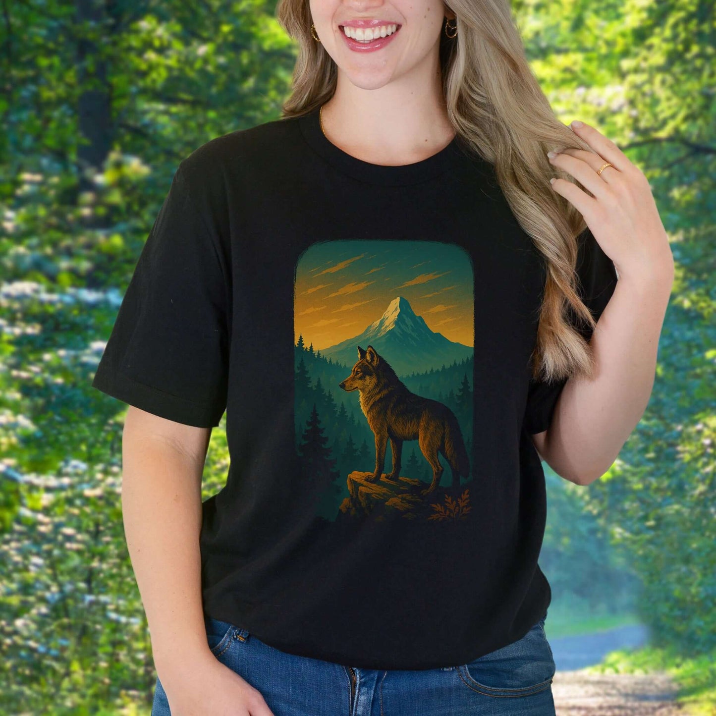 Wolf on Cliff T-Shirt – Majestic Forest & Mountain Wildlife Tee