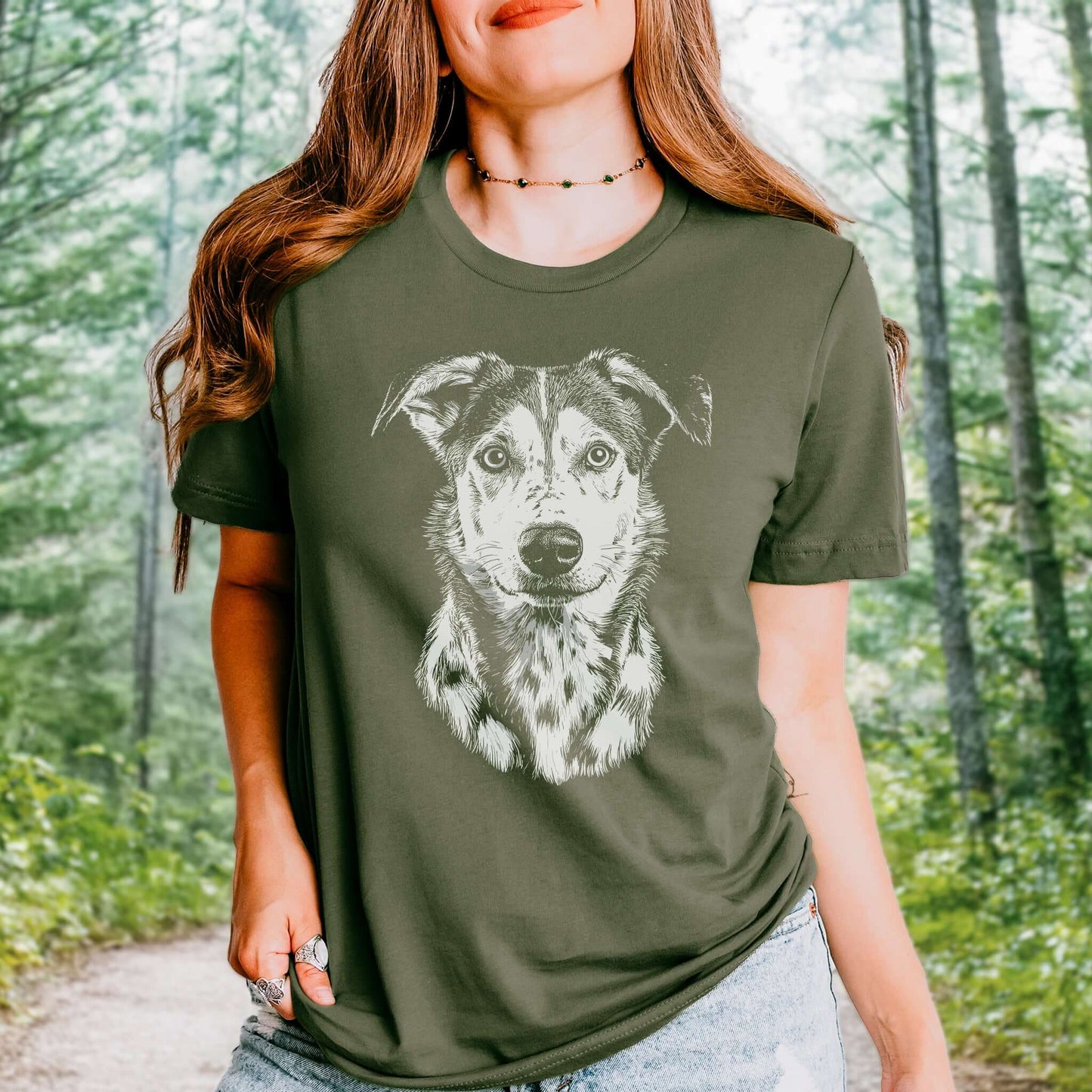 Realistic Husky Dog Lover T-Shirt – Vintage Style Pet Portrait Tee