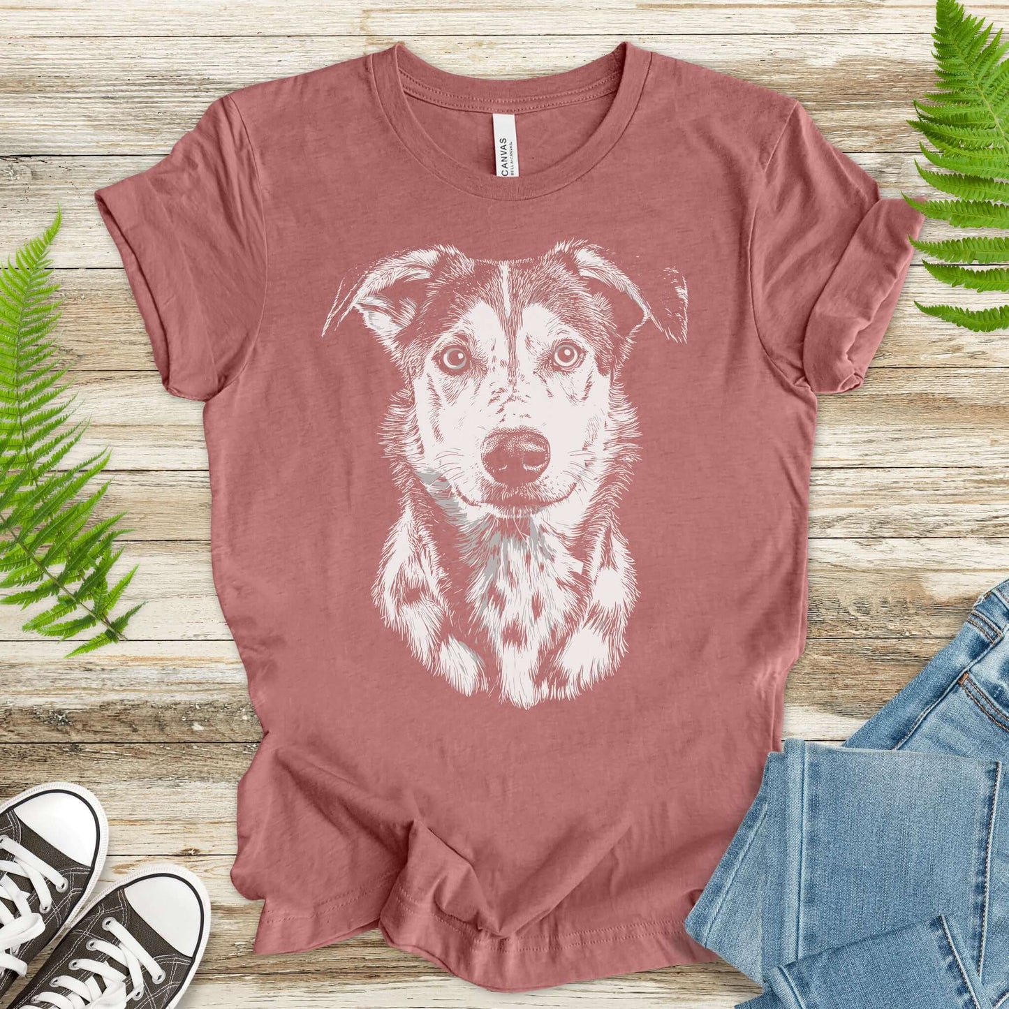 Realistic Husky Dog Lover T-Shirt – Vintage Style Pet Portrait Tee