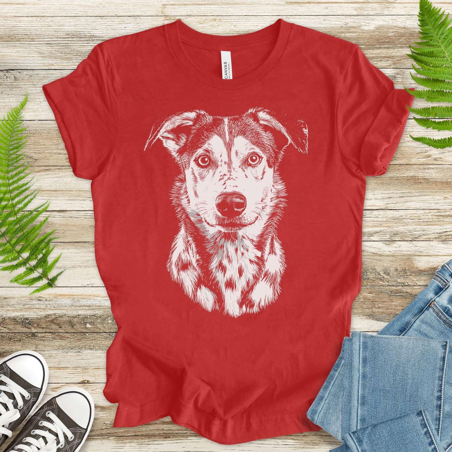 Realistic Husky Dog Lover T-Shirt – Vintage Style Pet Portrait Tee