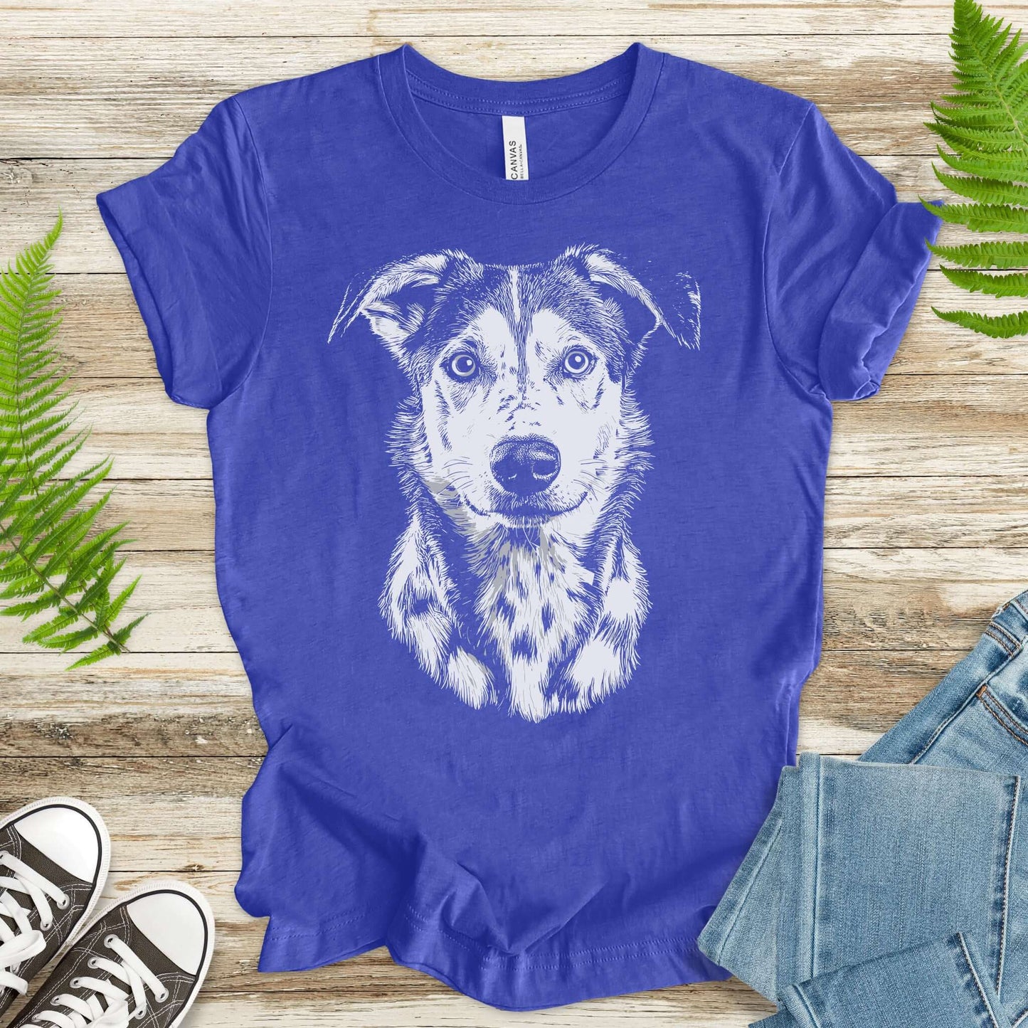 Realistic Husky Dog Lover T-Shirt – Vintage Style Pet Portrait Tee