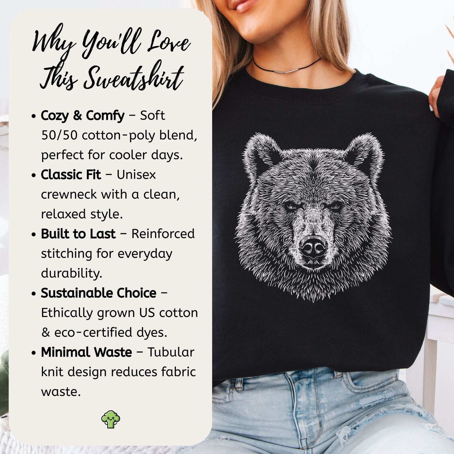 Bear Spirit Animal Sweatshirt – Minimalist Wildlife Strength & Soul