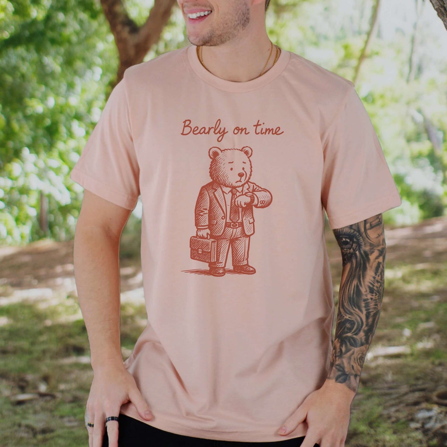 Bearly On Time Business Bear T-Shirt